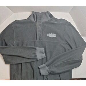 Harley-Davidson Men's Large Gray Mock Neck‎ Snap Button Pullover Sweater Pique